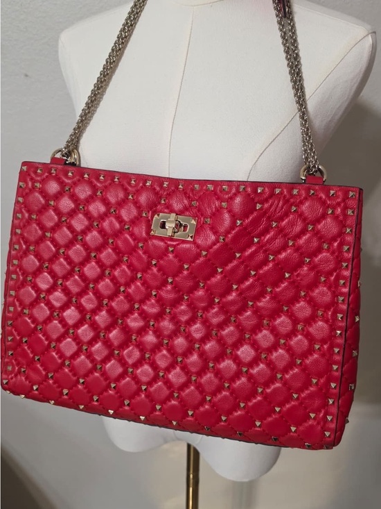 Valentino Handbags - Valentino Garavani Large Rockstud Spike Red Leather Shoulder Bag